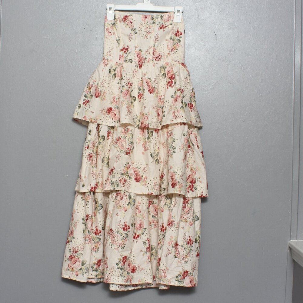 Sofie the label floral corset tiered midi dress